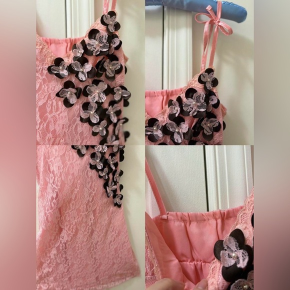 💕RARE old tag liz lisa pink babydoll dress with flower detailing and lace ✨ - Picture 6 of 7